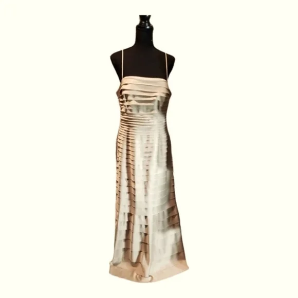 JS Collections Tan Tiered Evening Mermaid Gown, Size 14 - Picture 7 of 17